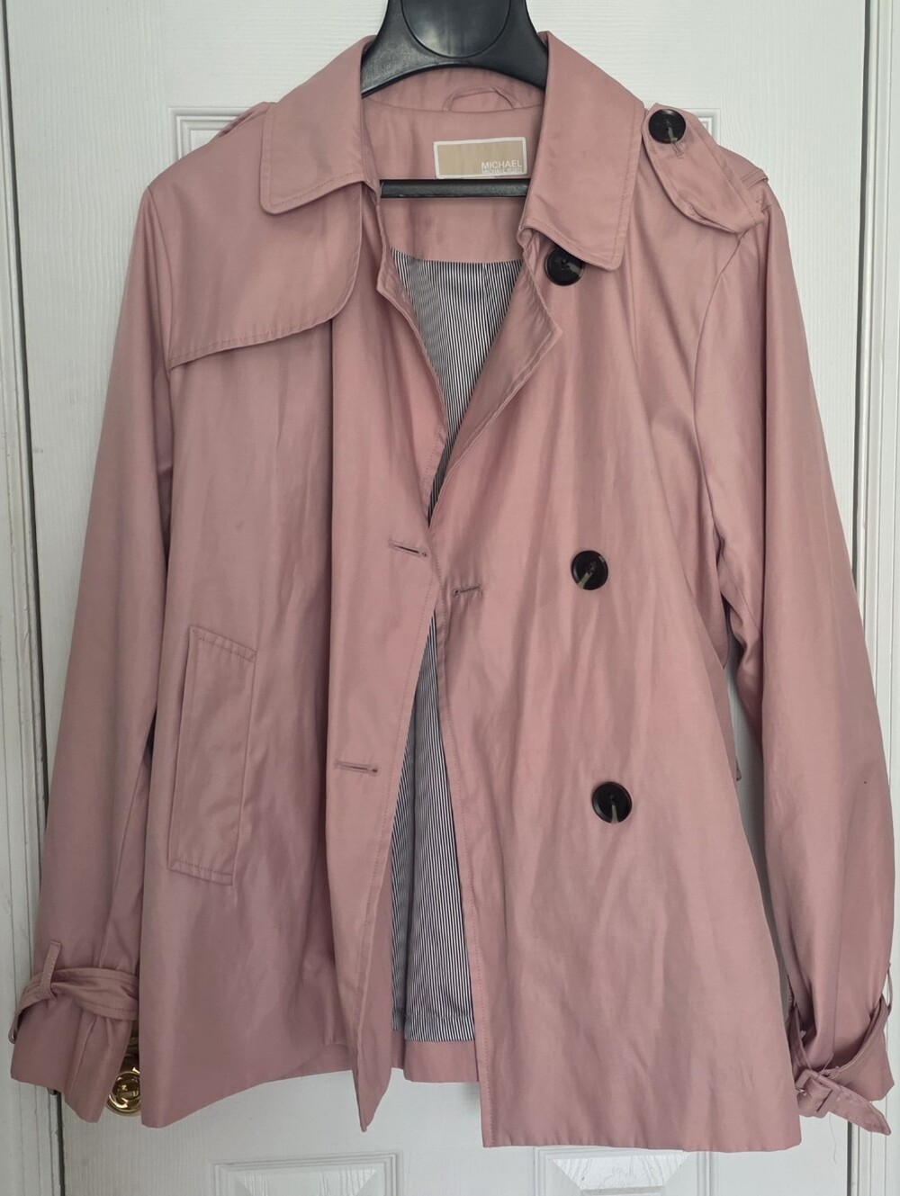 MICHAEL Michael Kors Pink Double Breasted Short Trench Coat Jacket M